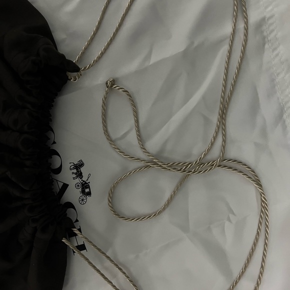 Large dark brown Coach satin dust bag for purse storage. Drawstring closure. - Picture 4 of 7